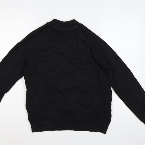 Threadbare Men's Black L Full Zip Mock Neck Knit Jumper Pockets