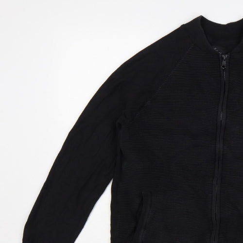 Threadbare Men's Black L Full Zip Mock Neck Knit Jumper Pockets