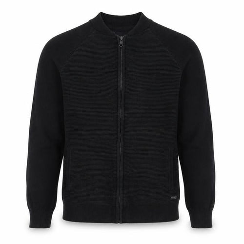 Threadbare Men's Black L Full Zip Mock Neck Knit Jumper Pockets