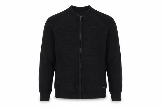 Threadbare Men's Black L Full Zip Mock Neck Knit Jumper Pockets