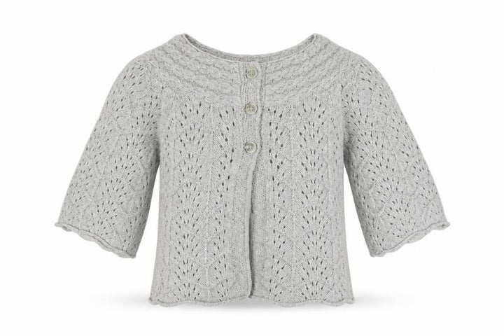 Monsoon Women Grey S Cable Knit Button Cardigan 3/4 Bell Sleeve