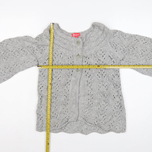 Monsoon Women Grey S Cable Knit Button Cardigan 3/4 Bell Sleeve