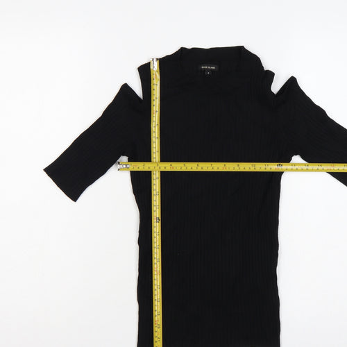 River Island Women Black UK 8 Cold Shoulder Rib Knit Tunic Jumper