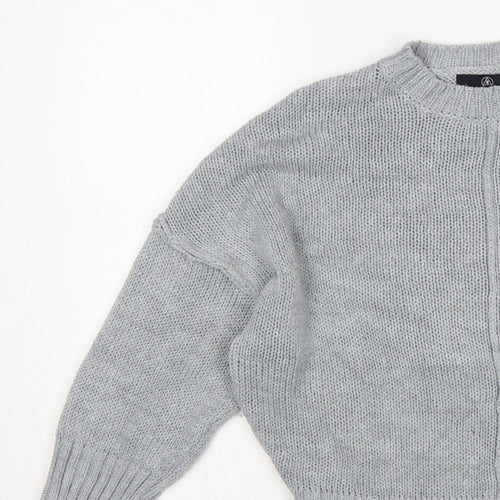 Missguided Women Grey S Chunky Knit Oversized Crew Neck Jumper