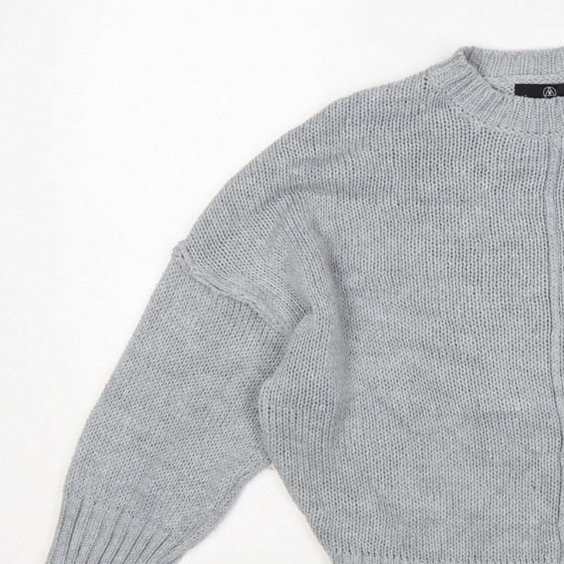 Missguided Women Grey S Chunky Knit Oversized Crew Neck Jumper