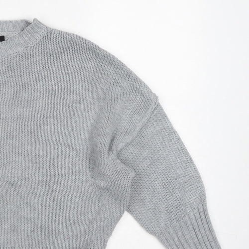 Missguided Women Grey S Chunky Knit Oversized Crew Neck Jumper