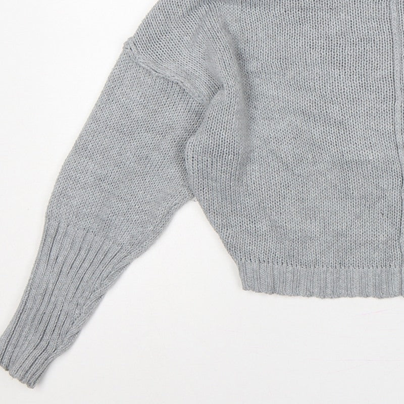 Missguided Women Grey S Chunky Knit Oversized Crew Neck Jumper