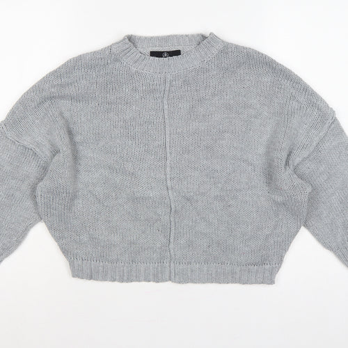 Missguided Women Grey S Chunky Knit Oversized Crew Neck Jumper
