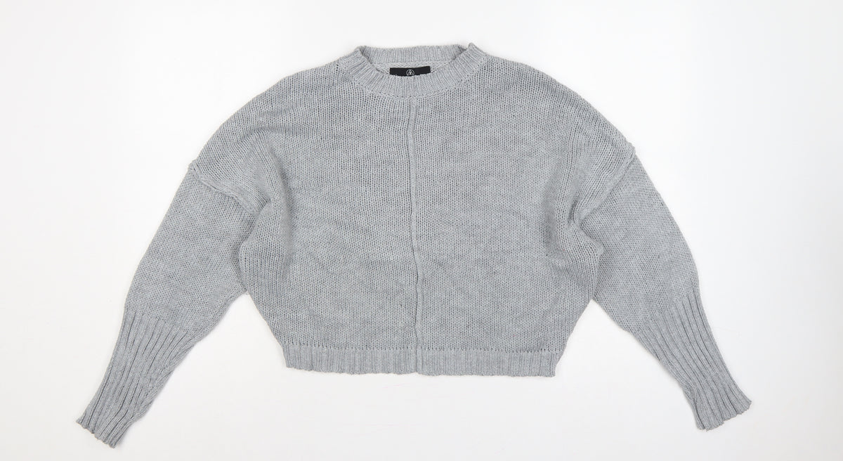 Missguided Women Grey S Chunky Knit Oversized Crew Neck Jumper