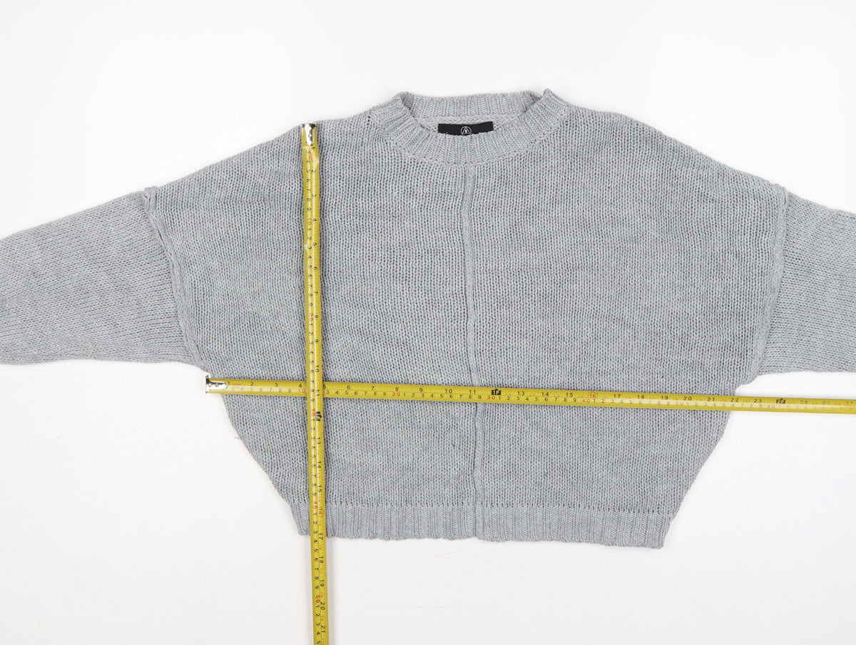 Missguided Women Grey S Chunky Knit Oversized Crew Neck Jumper