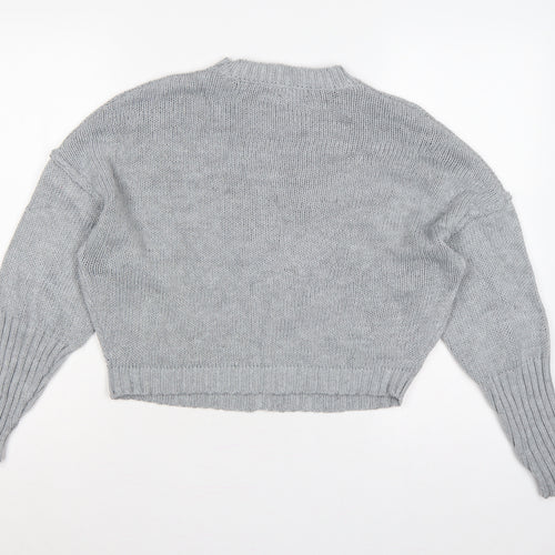 Missguided Women Grey S Chunky Knit Oversized Crew Neck Jumper