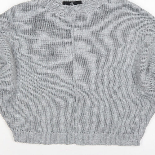 Missguided Women Grey S Chunky Knit Oversized Crew Neck Jumper