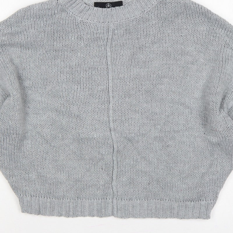 Missguided Women Grey S Chunky Knit Oversized Crew Neck Jumper