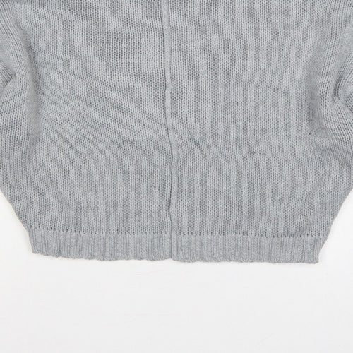 Missguided Women Grey S Chunky Knit Oversized Crew Neck Jumper