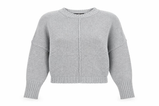 Missguided Women Grey S Chunky Knit Oversized Crew Neck Jumper
