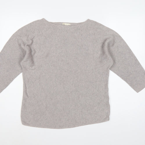 H&M Women’s Grey Size 12 Boat Neck Kimono Sleeve Knit Jumper