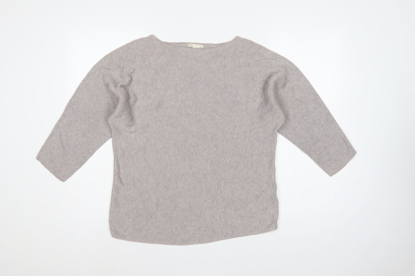 H&M Women’s Grey Size 12 Boat Neck Kimono Sleeve Knit Jumper