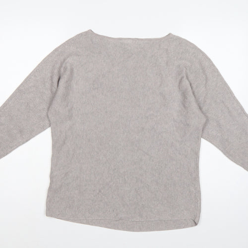H&M Women’s Grey Size 12 Boat Neck Kimono Sleeve Knit Jumper