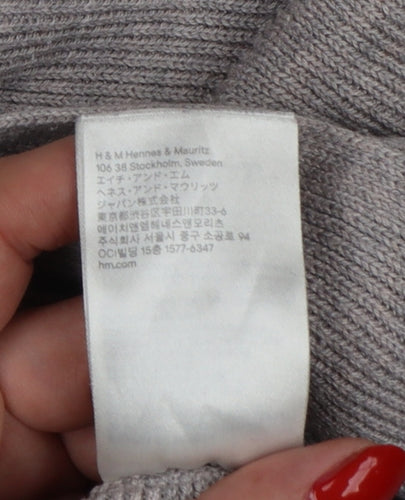 H&M Women’s Grey Size 12 Boat Neck Kimono Sleeve Knit Jumper