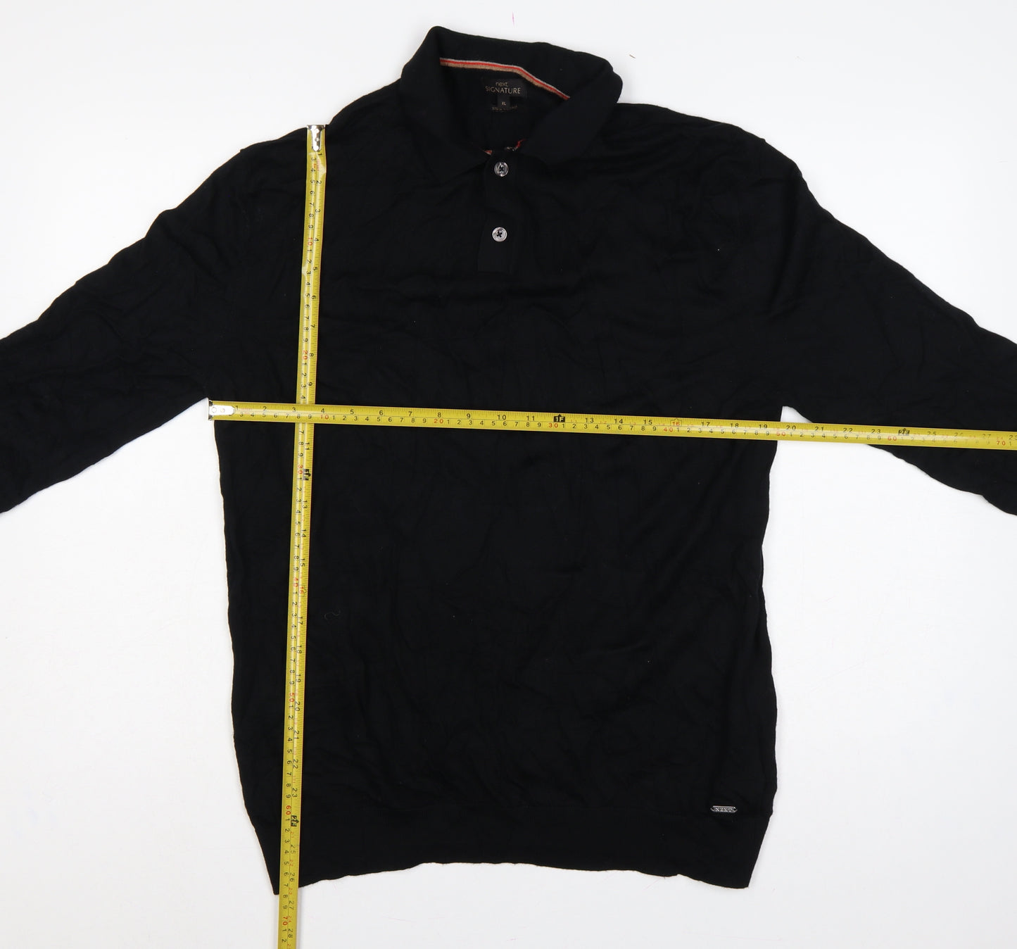 Next Men’s Black XL Merino Wool Cable Knit High Neck Henley Jumper