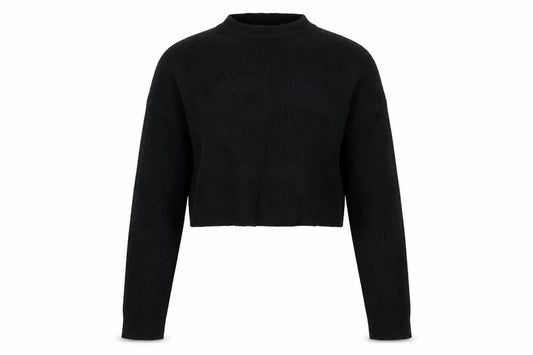 Nasty Gal Women Black UK 12 Mock Neck Cropped Knit Jumper