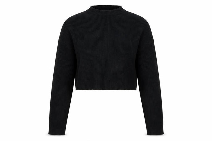 Nasty Gal Women Black UK 12 Mock Neck Cropped Knit Jumper