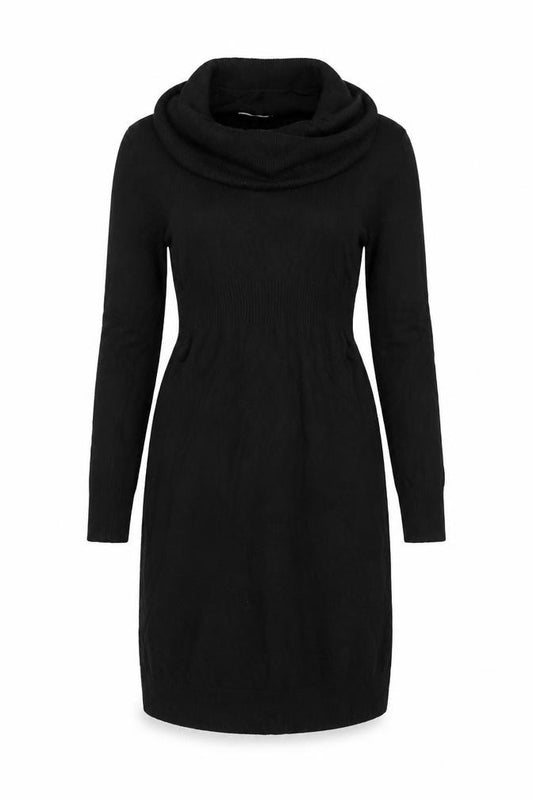 Front view of Old Navy Women Black M Cowl Neck Knit Jumper Dress Long Sleeve
