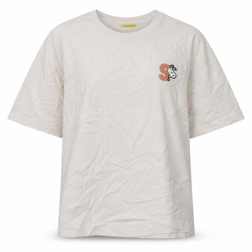 M&S Women Beige UK 16 Peanuts Snoopy Cotton Crew Neck T-Shirt