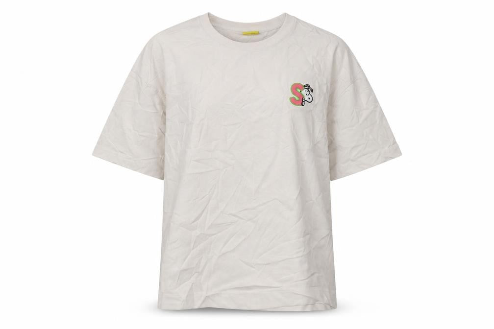 M&S Women Beige UK 16 Peanuts Snoopy Cotton Crew Neck T-Shirt