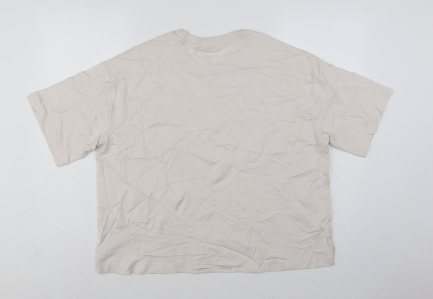 M&S Women Beige UK 16 Peanuts Snoopy Cotton Crew Neck T-Shirt