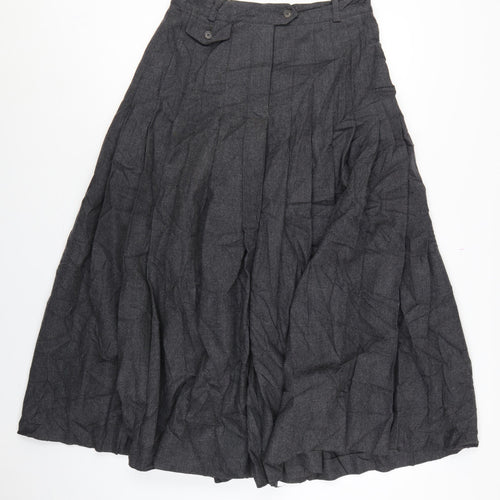 Escada Women Grey UK 10 Long A-Line Wool Cashmere Skirt