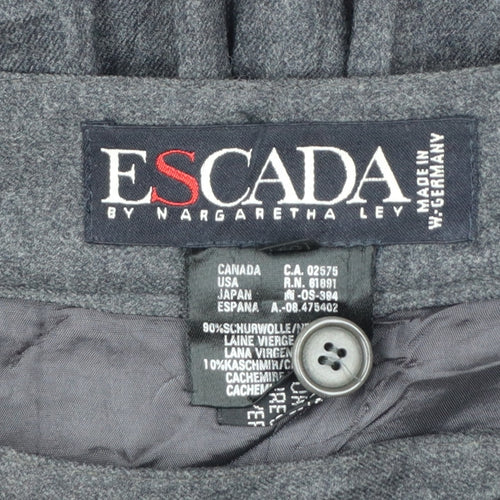 Escada Women Grey UK 10 Long A-Line Wool Cashmere Skirt