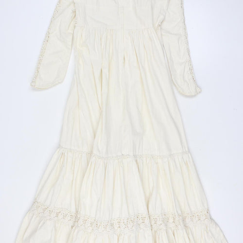 Gunne Sax By Jessica Women Ivory UK 13 Maxi 1970s Prairie Lace Vintage Dress