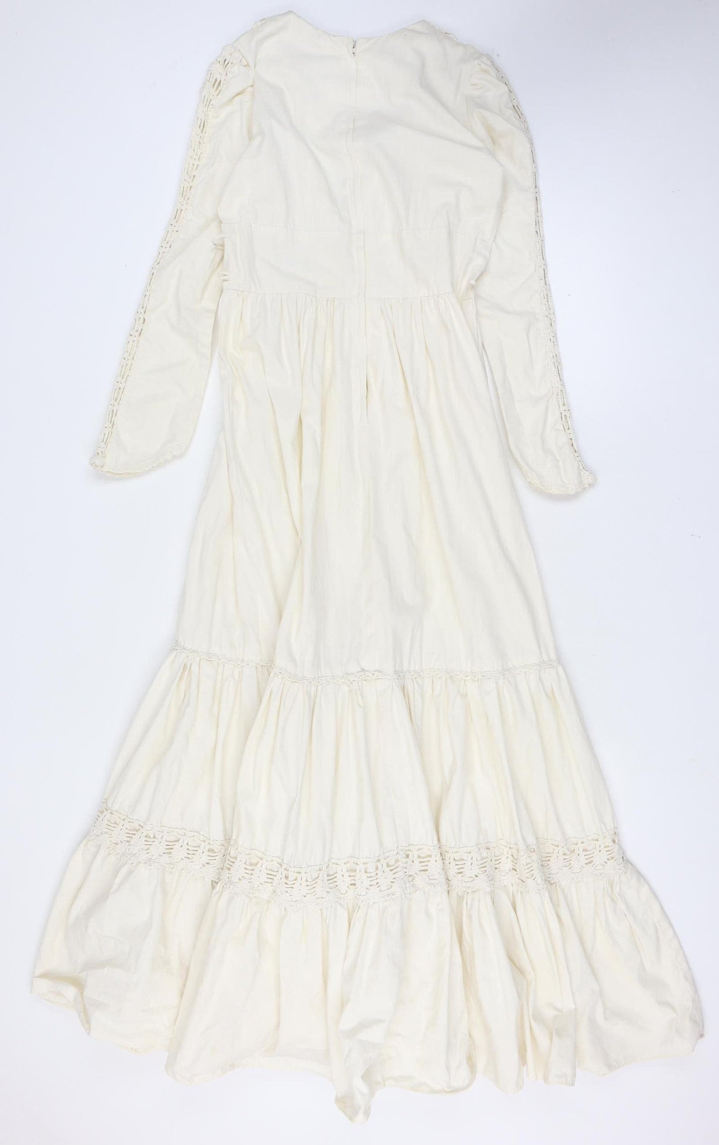Gunne Sax By Jessica Women Ivory UK 13 Maxi 1970s Prairie Lace Vintage Dress