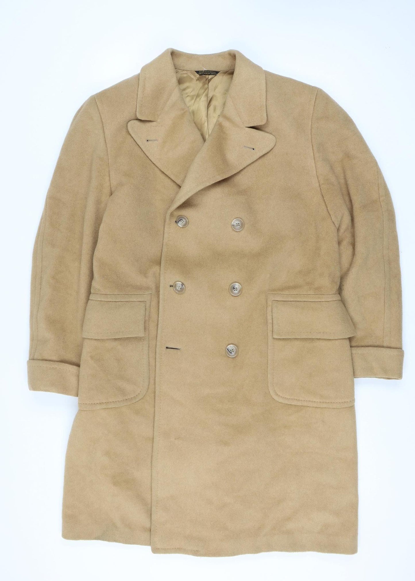Buffalo Collection Men’s Beige 100% Camel Hair Italian Overcoat Size 46