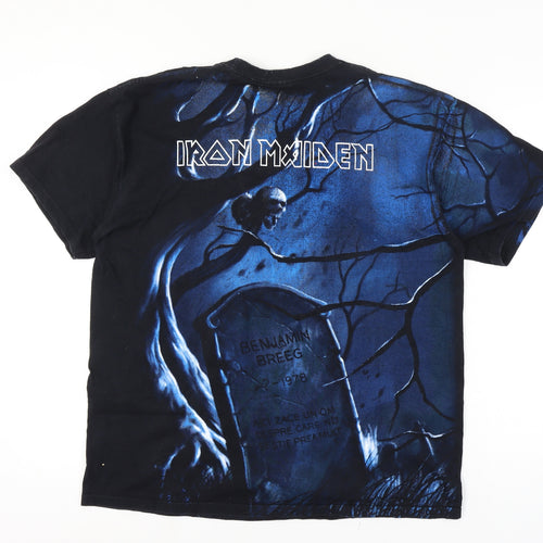 Fruit of the Loom Men Black Blue XL Iron Maiden Band Graphic T-Shirt