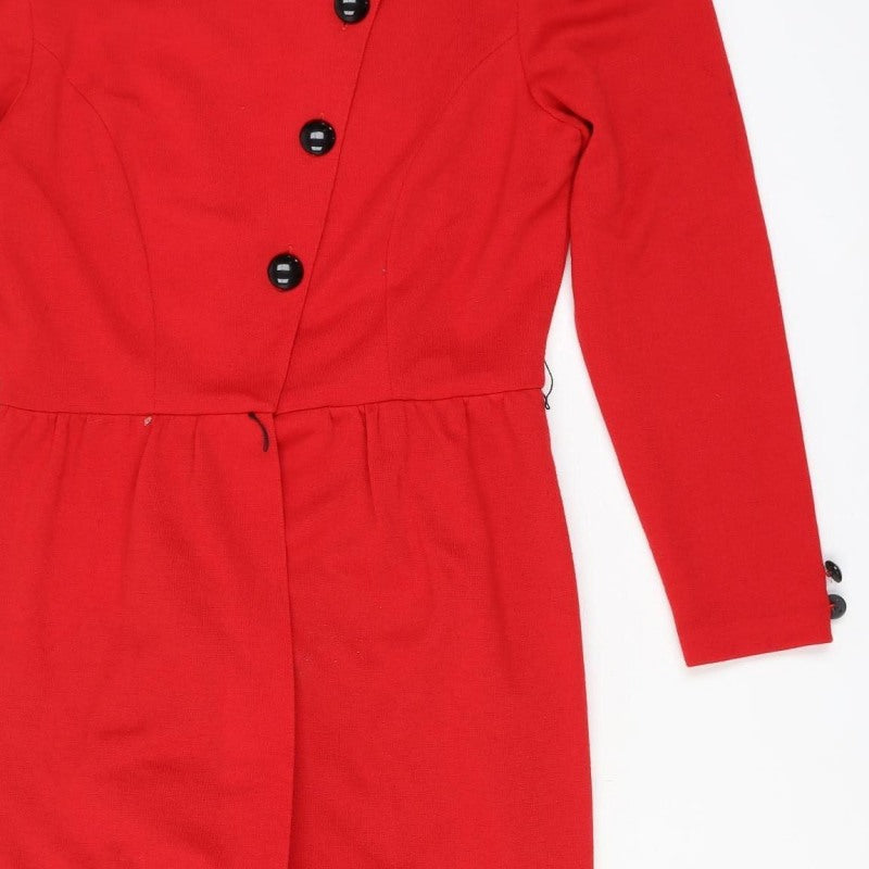 Additional view of Caron Women Red, size 12, Vintage Knit Jacket Dress Button Front