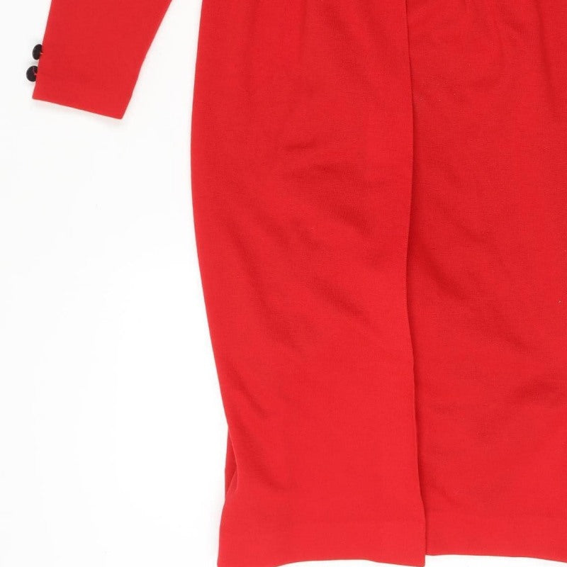 Additional view of Caron Women Red, size 12, Vintage Knit Jacket Dress Button Front