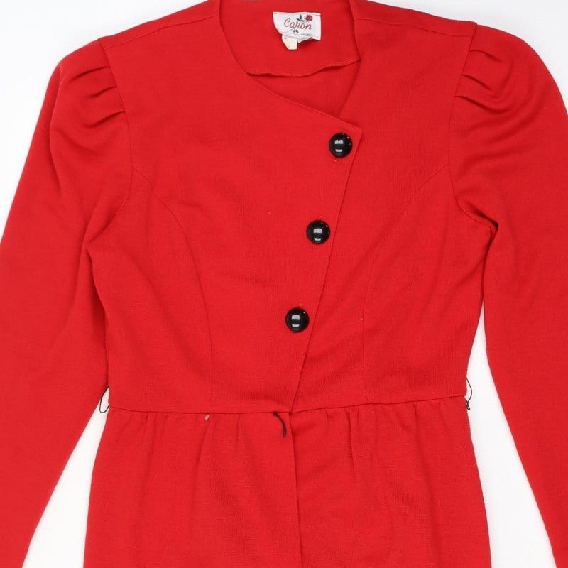Additional view of Caron Women Red, size 12, Vintage Knit Jacket Dress Button Front
