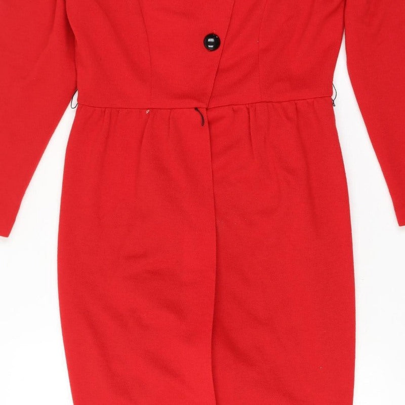 Additional view of Caron Women Red, size 12, Vintage Knit Jacket Dress Button Front
