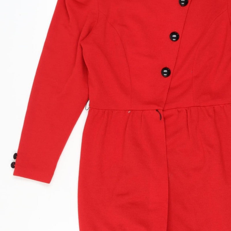 Additional view of Caron Women Red, size 12, Vintage Knit Jacket Dress Button Front