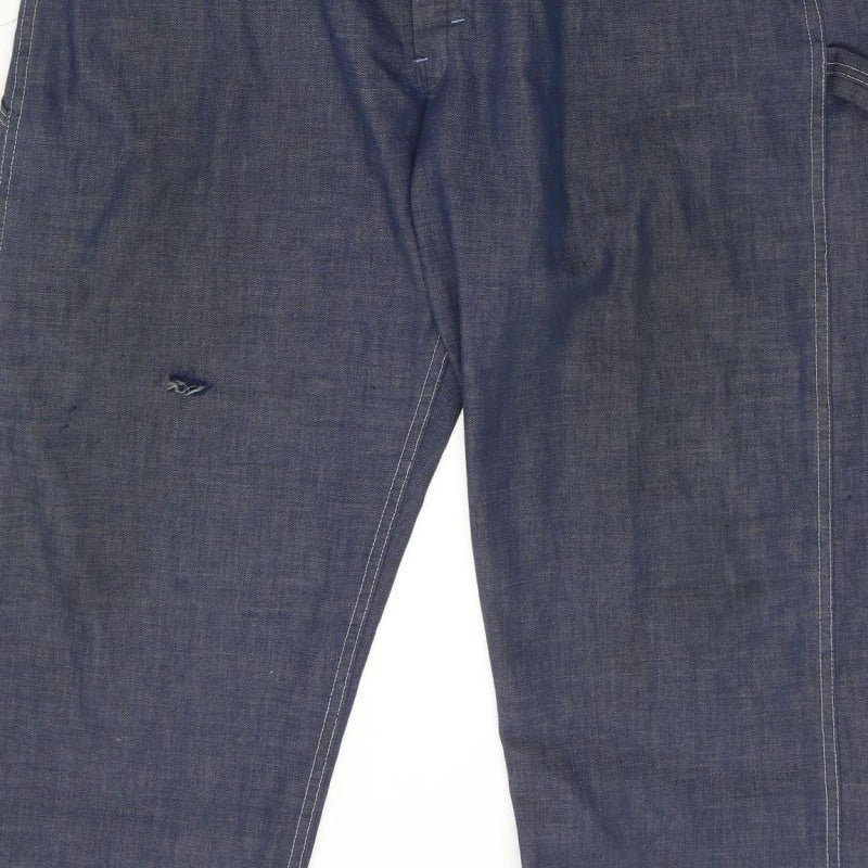 Sears Unisex 40 Inch Adults Blue Denim Dungarees Straight Leg Workwear