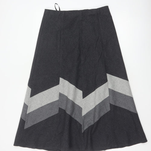 Marks & Spencer Women Grey UK 12 Wool Blend A-Line Long Skirt