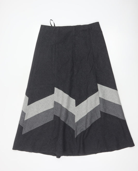 Marks & Spencer Women Grey UK 12 Wool Blend A-Line Long Skirt