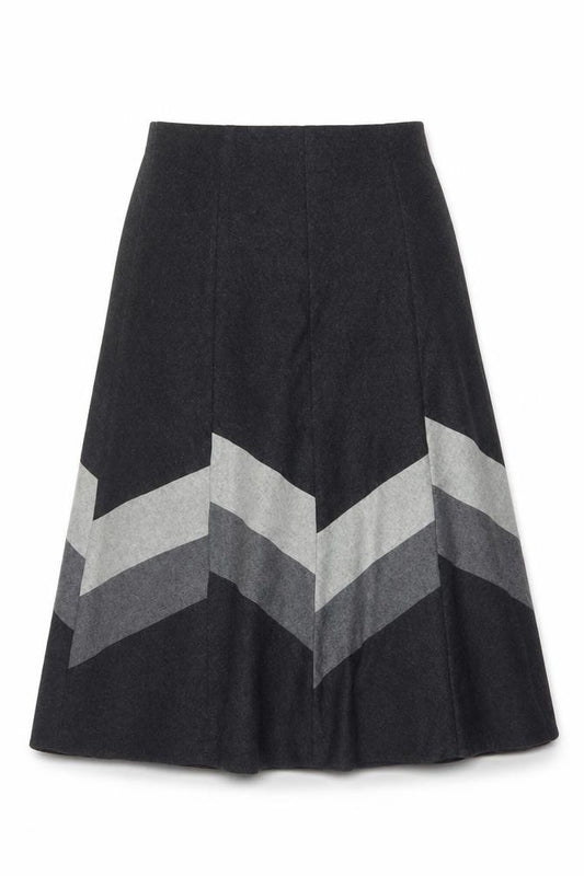 Marks & Spencer Women Grey UK 12 Wool Blend A-Line Long Skirt