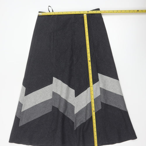 Marks & Spencer Women Grey UK 12 Wool Blend A-Line Long Skirt