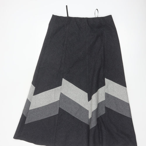 Marks & Spencer Women Grey UK 12 Wool Blend A-Line Long Skirt