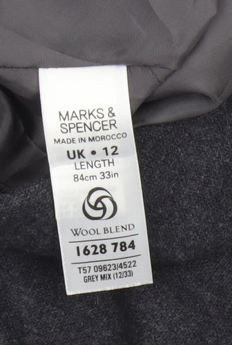 Marks & Spencer Women Grey UK 12 Wool Blend A-Line Long Skirt