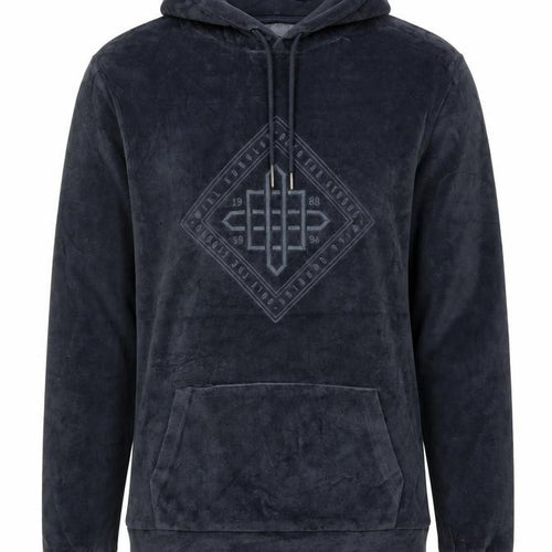 River Island Men’s Black S Velvet Graphic Pullover Hoodie