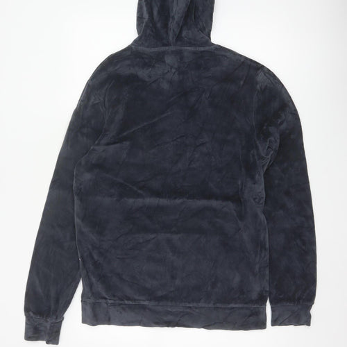 River Island Men’s Black S Velvet Graphic Pullover Hoodie